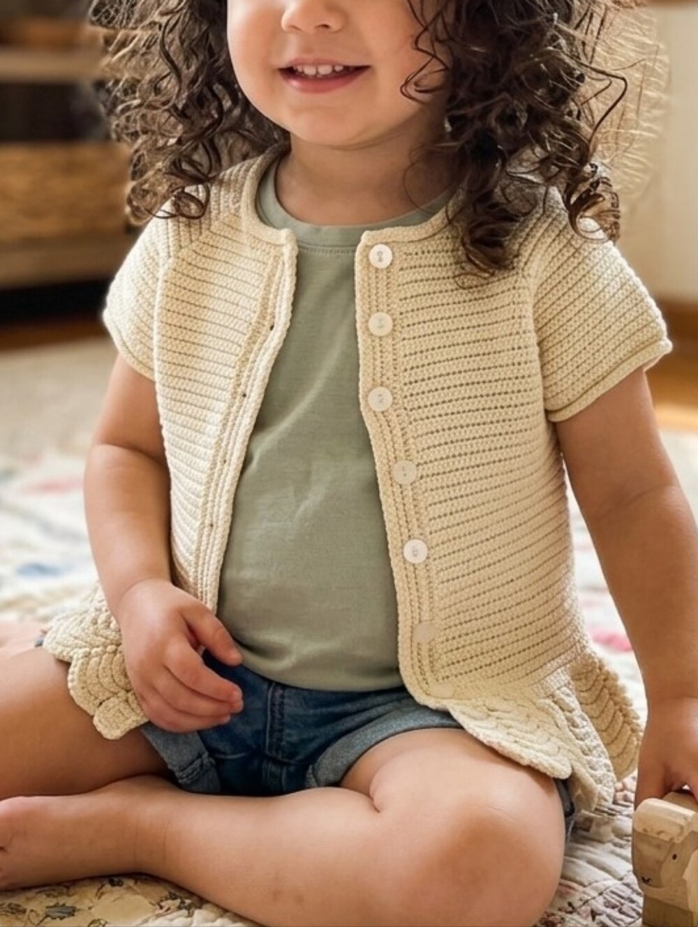 Pink Republic Cream Knit Button Cardigan